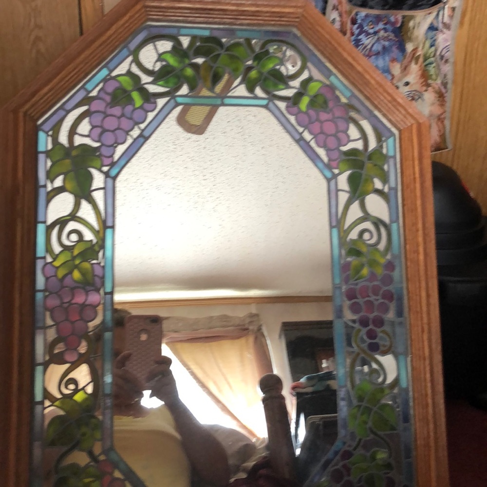 Beautiful grapevine mosaic mirror, solid oak